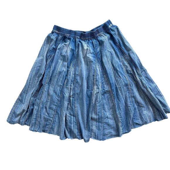 Soft Surroundings Chambray Full A-Line Large Blue Jean Skirt Western Cottage - Picture 1 of 6